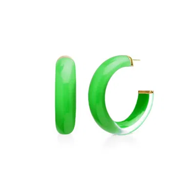 Gold & Honey Women's Small Illusion Lucite Hoop Earrings In Green