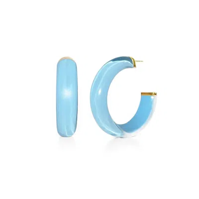 Gold & Honey Women's Small Illusion Lucite Hoop Earrings In Ice Blue