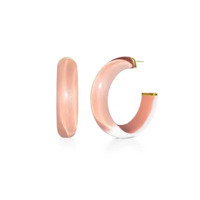 Gold & Honey Women's Small Illusion Lucite Hoop Earrings In Neutrals In Rose Gold In Pink