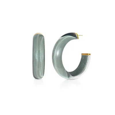 Gold & Honey Women's Small Illusion Lucite Hoop Earrings In Watercress In Green