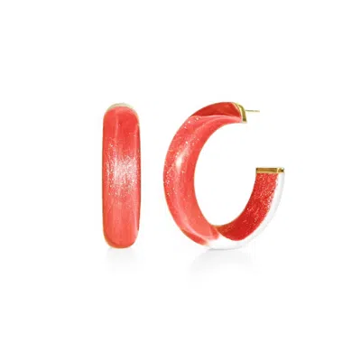 Gold & Honey Women's Small Illusion Lucite Hoop Earrings In Watermelon In Pink