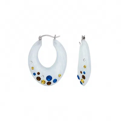 Gold & Honey Women's Small Marquise Confetti Hoop Earrings In Blue In Metallic
