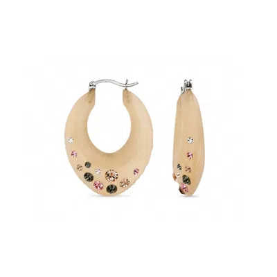 Gold & Honey Women's Small Marquise Confetti Hoop Earrings In Champagne In Silver