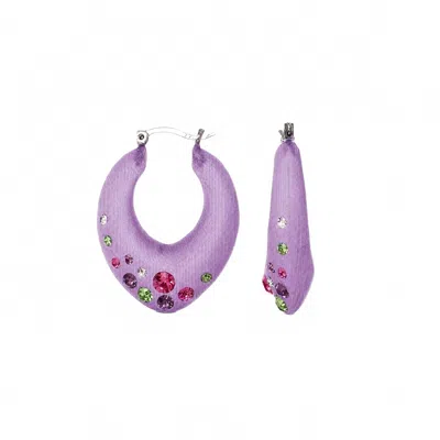 Gold & Honey Women's Small Marquise Confetti Hoop Earrings In Purple
