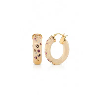 Gold & Honey Women's Small Oval Confetti Hoop Earrings In Champagne In Gold