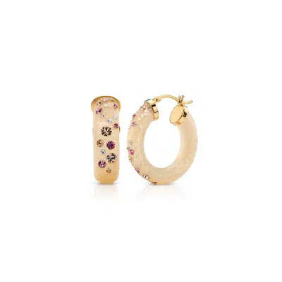 Gold & Honey Women's Small Oval Confetti Hoop Earrings In Champagne Gold
