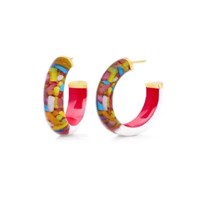 Gold & Honey Women's Sprinkles Illusion Hoop Earrings In Multicolor In Red