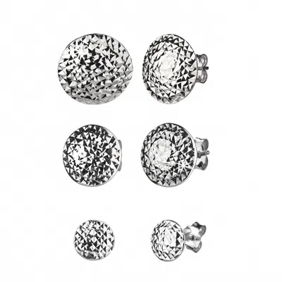 Gold & Honey Women's Stud Earrings - Set Of 3 In Silver