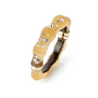 Gold & Honey Women's Swarovski Crystal Bamboo Bangles In Champagne In Gold