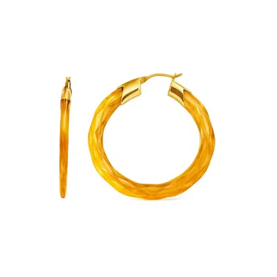 Gold & Honey Women's Swirl Twist Lucite Birthstone Hoop Earrings In November - Citrine In Gold