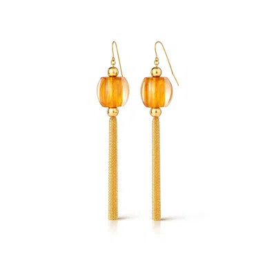 Gold & Honey Women's Tassel Bead Drop Earrings In Golden Nugget