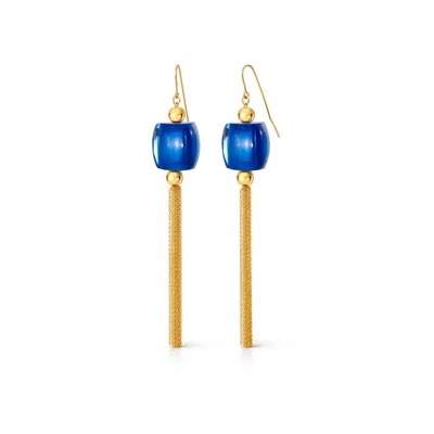 Gold & Honey Women's Tassel Bead Drop Earrings In Lapis In Blue