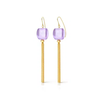 Gold & Honey Women's Tassel Bead Drop Earrings In Purple Marble In Pink