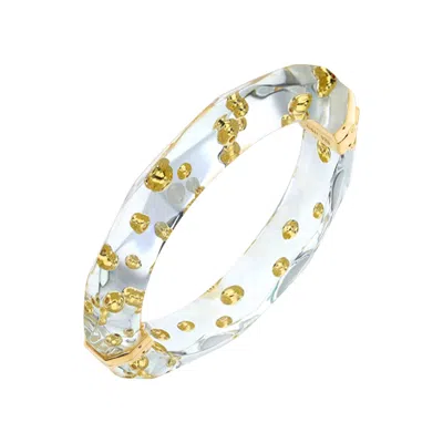 Gold & Honey Women's Thin Clear Faceted Lucite Bangle With Gold Beads