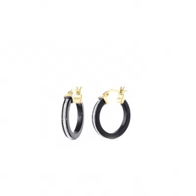Gold & Honey Women's Thin Glitter Lucite Hoop Earrings In Black In Gold