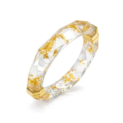 Gold & Honey Women's Thin Lucite Bangle In Clear In Gold