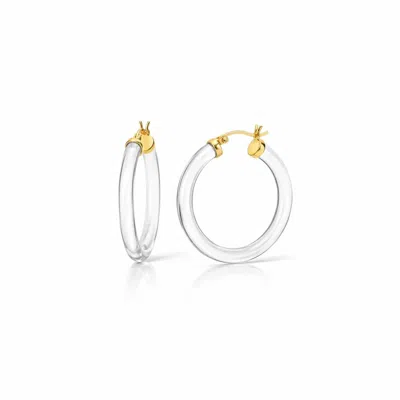 Gold & Honey Women's Thin Lucite Hoop Earrings In Clear In Gold