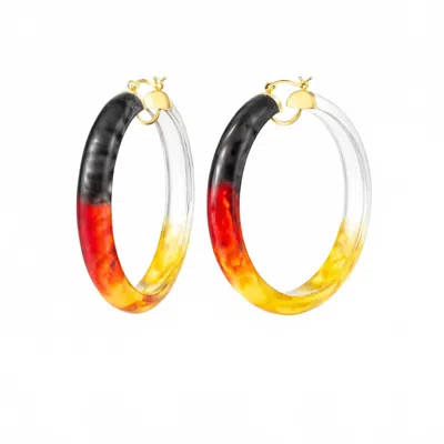 Gold & Honey Women's Tie Dye Lucite Hoops In Black/ Red/ Yellow