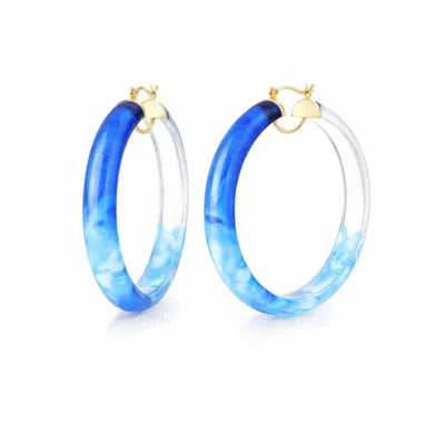 Gold & Honey Women's Tie Dye Lucite Hoops In Blue