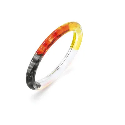 Gold & Honey Women's Tie Dye Slip On Lucite Bangle In Earth In Red