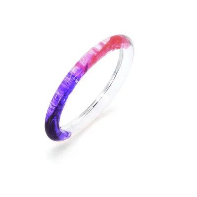 Gold & Honey Women's Tie Dye Slip On Lucite Bangles In Purple-pink