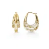 Gold & Honey Women's Triple Hoop Lucite Earrings In Clear With 24k Gold Leaf