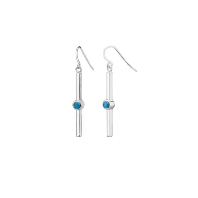 Gold & Honey Women's Turquoise Bar Dangle Earrings In Silver In Blue