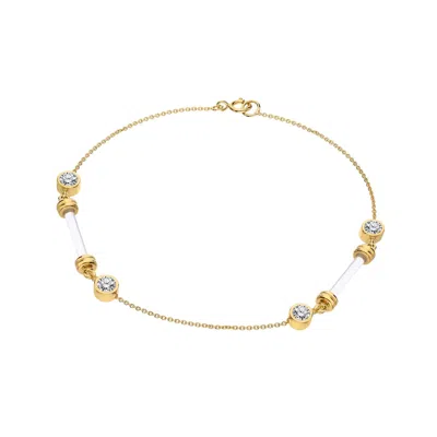 Gold & Honey Women's Ultra Dainty Bar And Cz Lucite Bracelet In Gold
