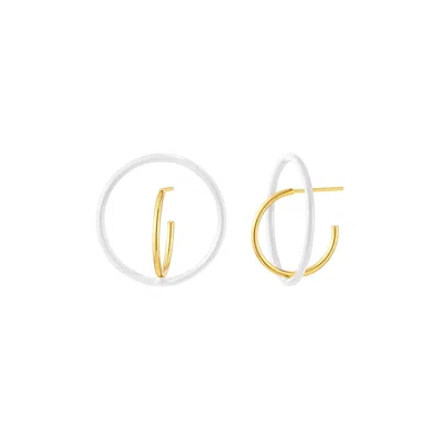 Gold & Honey Women's White / Gold Floating Enamel Earrings In White In Multi