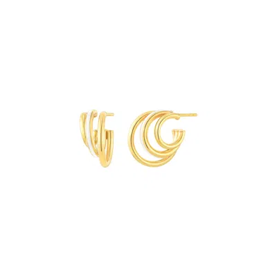 Gold & Honey Women's White / Gold Triple Hoop Earrings With White Enamel