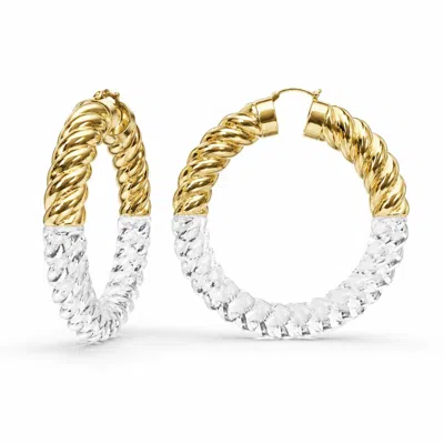 Gold & Honey Women's Xl Chunky Rope Hoop Earrings In Clear In Silver