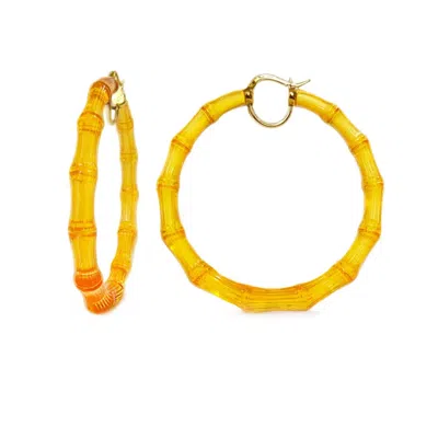 Gold & Honey Women's Xl Lucite Bamboo Hoop Earrings In Honey In White