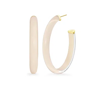 Gold & Honey Women's Xl Oval Illusion Neutral Lucite Hoop Earrings In Nude3