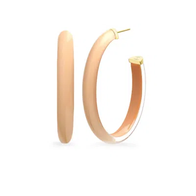 Gold & Honey Women's Xl Oval Illusion Neutral Lucite Hoop Earrings In Nude4 In Gold