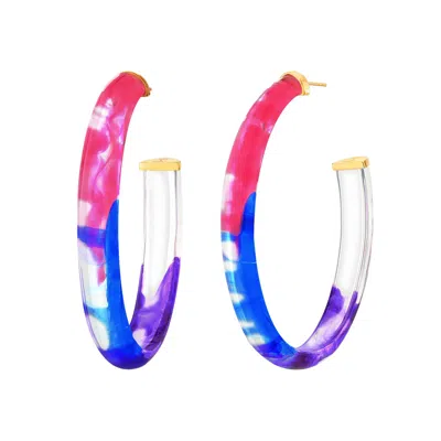 Gold & Honey Women's Yellow Cotton Candy Tie Dye Hoops