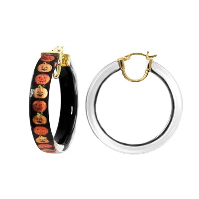 Gold & Honey Women's Yellow / Orange / Black Pumpkins Hoop Earrings In Multi