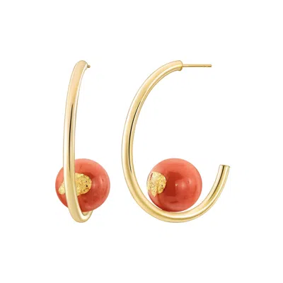 Gold & Honey Women's Yellow / Orange / Gold Beaded Lucite Hoop Earrings In Multi
