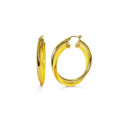 Gold & Honey Women's Yellow / Orange / Gold Crossover Hoops In Honey