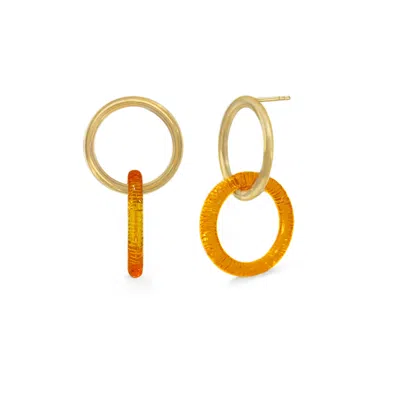 Gold & Honey Women's Yellow / Orange / Gold Double Drop Earrings In Honey In Multi