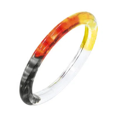 Gold & Honey Women's Yellow / Orange / Red Tie Dye Slip On Lucite Bangle In Earth