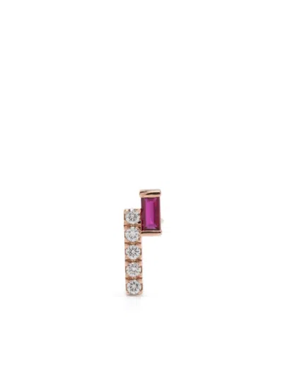 Gold & Roses 18kt Rose Gold I Am Red Ruby And Diamond Earrings In Gold
