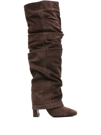 Gold & Rouge 90mm Jaika Ruched Boots In Brown
