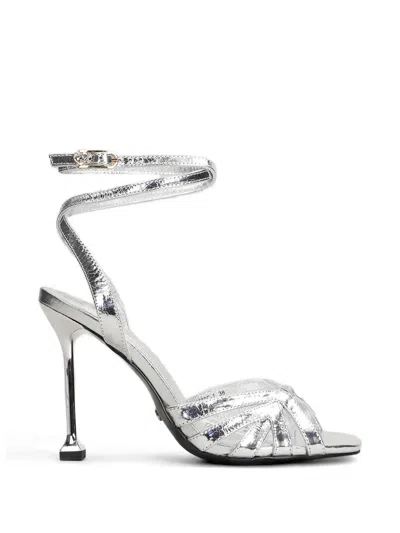 Gold & Rouge Ama Crinkled-effect Sandals In Silver