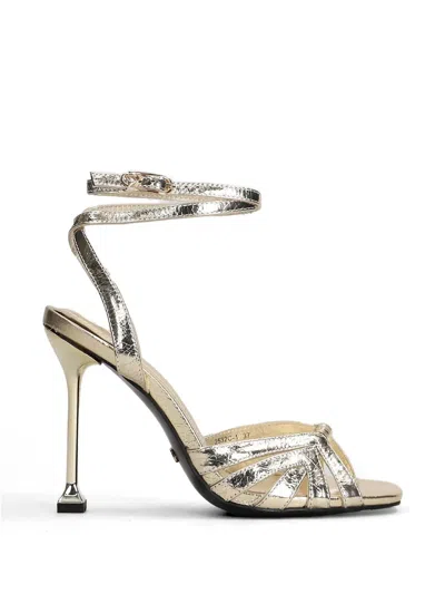 Gold & Rouge Ama Metallic-effect Strappy Sandals In Gold
