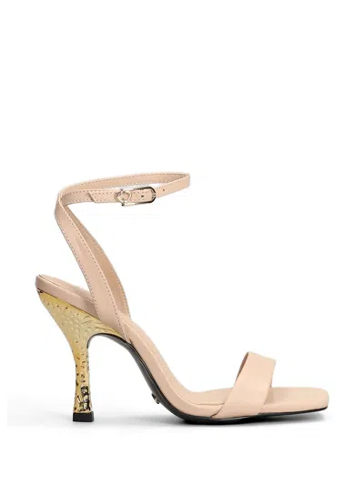 Gold & Rouge Biscuit Hammered-effect Stiletto Sandals In Pink