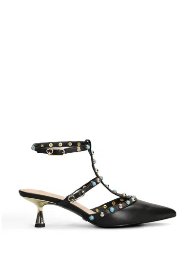 Gold & Rouge Glossy Stud-embellished Pumps In Black