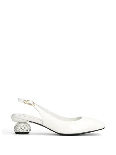 Gold & Rouge Joy Crystal-embellished Slingback Pumps In White