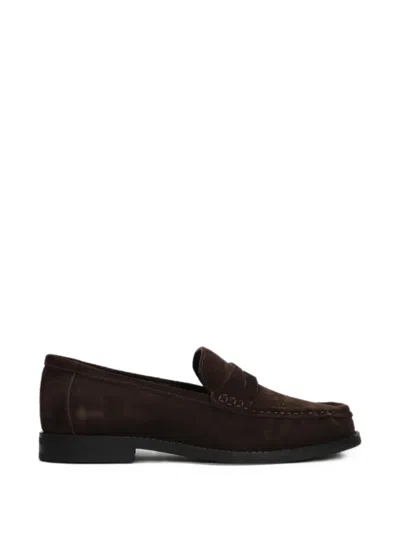 Gold & Rouge Kikis Suede Penny Loafers Shoes In Multi