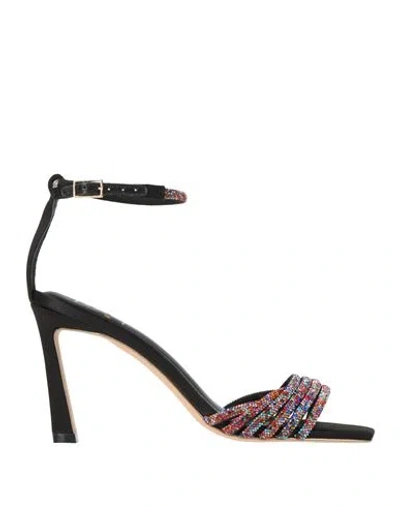 Gold & Rouge Woman Sandals Black Size 7 Textile Fibers