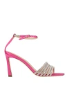 Gold & Rouge Woman Sandals Fuchsia Size 8 Textile Fibers In Pink